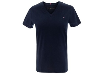 TOMMY HILFIGER KOSZULKA T-SHIRT V-NECK NAVY r. XS