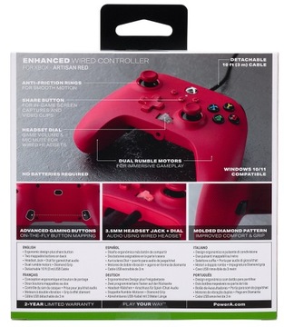 Проводная панель PowerA Xbox Series X/S Artisan Red