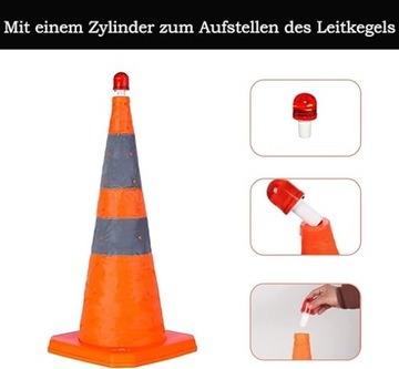 Предупреждающий столбик складной со светодиодными лампами, комплект из 4 шт. высотой 70 см.