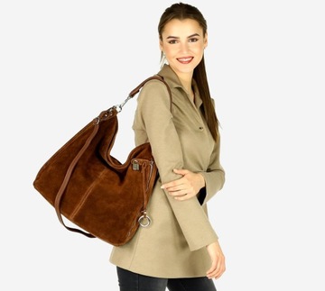 Torebka skórzana ponadczasowy design worek na ramię XL hobo leather bag