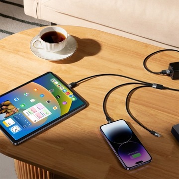 УНИВЕРСАЛЬНЫЙ КАБЕЛЬ BASEUS STRONG 3 в 1 USB-C MICRO USB LIGHTNING 3,5 А 120 СМ