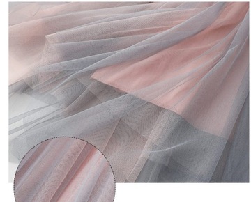 ЮБКА Из ТЮЛЯ трапециевидные оборки шифон макси POWDER PINK ombre