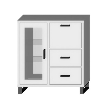 Komoda barek witryna SARA LOFT 110 metal - biel