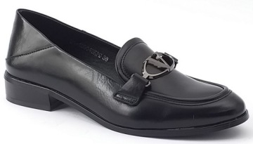 MOKASYNY DAMSKIE PÓŁBUTY LORDSY VINCEZA CZARNE 39