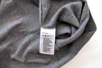 H&M L SZARY LUŹNY SWETER WEŁNA MERINO WEŁNIANY DEKOLT SEREK V