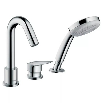 Hansgrohe Logis - 3-otworowa Jednouchwytowa Bateria na Brzeg Wanny, Chrom 7