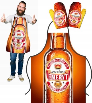 FARTUCH i 2 RĘKAWICE na EMERYTURĘ emeryta emerytki