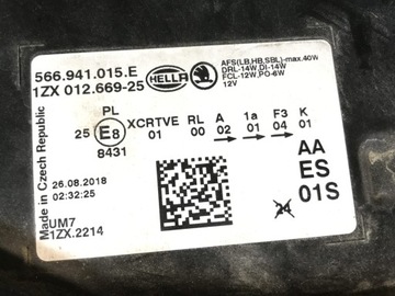 SKODA KODIAQ 566 ФАРА ПЕРЕДНЯ ЛЕВАЯ ПОЛНОСТЬЮ СВЕТОДИОДНАЯ ФАРА 566941015E