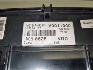 BUDÍKY PŘÍSTROJOVÁ DESKA VW TOURAN 1,9 TDI 1T0920862F