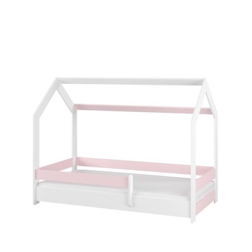 Łóżko dziecięce DOMEK BABY BOO 180x80 BIAŁY GŁADKI + RÓŻOWY