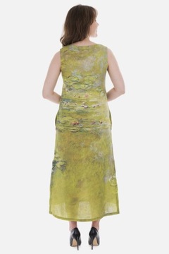 Sukienka maxi 100% Len r.36 Claude Monet Water lily pond dress Br