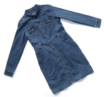 ESPRIT L 40 NIEBIESKA JEANSOWA SUKIENKA SZMIZJERKA GUZIKI DOPASOWANA