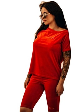 La.. mu zestaw dres welurowy push-up czerwony S/M