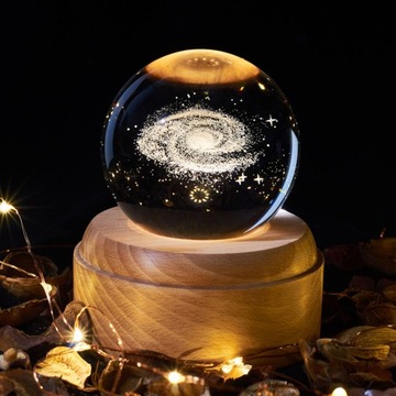 Ночник 3D Crystal Ball на деревянной основе