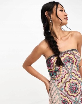 Asos Design tbr ramiona odkryte koraliki mini sukienka zdobiona XXL NH8
