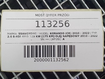 NÁPRAVA DIFER PŘEDNÍ DIFERENCIÁL SSANGYONG KORANDO III 2.0 XDI AUTOMAT 4X4 4WD
