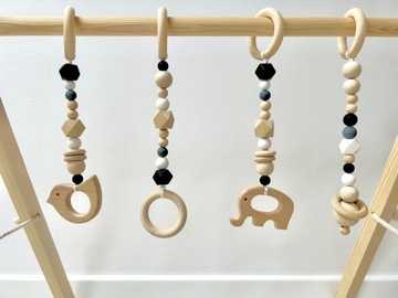 Набор из 4 подвесок, обучающая подставка для детского спортзала, черно-белая!