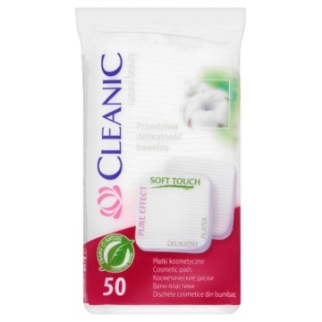 CLEANIC Ватні диски Пластівці косметичні квадратні 50 шт.