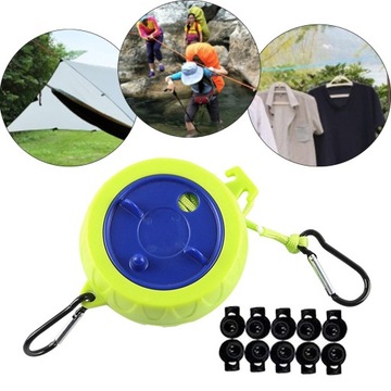 Выдвижная походная бельевая веревка, 10 пряжек, зеленая