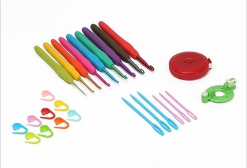 НАБОР ДЛЯ ВЯЗАНИЯ КРЮЧКОМ ПРЯЖА КРЮЧОК 0,6-6мм ЧЕХОЛ КРЮЧОК С ПРЯЖЕЙ