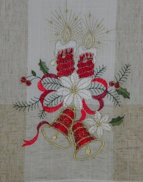 BIEŻNIK 40X160 BOŻE NARODZENIE HAFT LEN NAKŁADKA