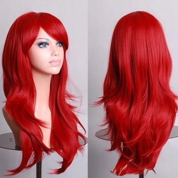 PERUKA MAŁA SYRENKA WŁOSY CZERWONE WIG STRÓJ DLA DOROSŁYCH COSPLAY