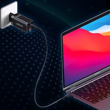 БЫСТРОЕ МОЩНОЕ СЕТЕВОЕ ЗАРЯДНОЕ УСТРОЙСТВО VIBEN GAN 2xUSB-C 1xUSB QC PD FCP 65W