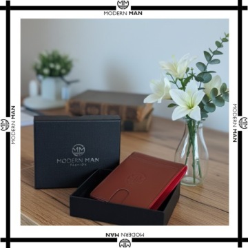 МУЖСКОЙ КОШЕЛЕК КОЖАНЫЙ RFID ДЛЯ МАЛОГО БИЗНЕСА ПРАКТИЧНАЯ КОРИЧНЕВАЯ ПОДАРОЧНАЯ КОРОБКА