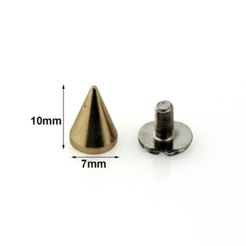 10pcs More Color Brass Bullet Cone Spike Punk Screwback Studs Bag Clothes