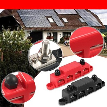 szyna zbiorcza 150A 4xM8 blok dystrybucji energii CZERWONY + CZARNY