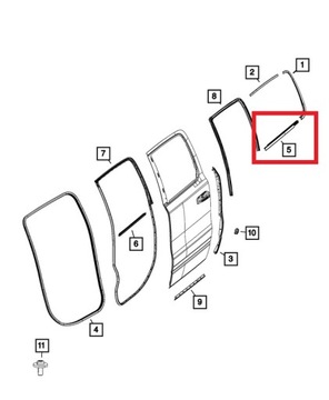 DODGE RAM 1500 19 2019-2024 LIŠTA ZHRNUJÍCÍ POD SKLO PRAVÁ ZADNÍ
