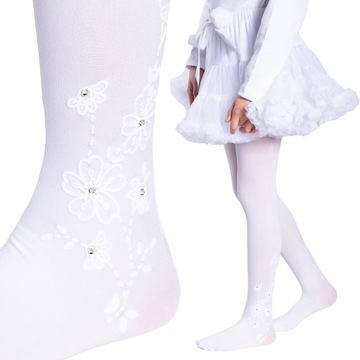 Колготки для девочек БЕЛЫЕ, гладкие, УЗОР, ромбы, СУПЕР КАЧЕСТВО