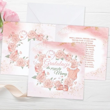 KARTKA na baby shower różowa dla przyszłej mamy