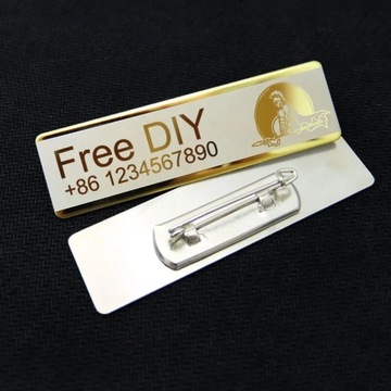 High Quality DIY Free Custom Name or Logo Stainless Steel Brooch Pin Badges