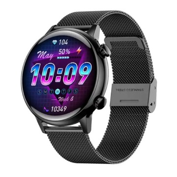 zegarek smartwach damski czarny okrągły AMOLED smartband smartwatch sport