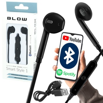 WYGODNE SŁUCHAWKI DOUSZNE BEZPRZEWODOWE BLOW BT MIKROFON USB REGULACJA