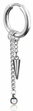 HUGGIE Kolczyk Do Ucha z Łańcuszkiem Stożek Kuleczka Punk Gothic Rock STAL