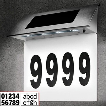 НОМЕР ДОМА С СОЛНЕЧНОЙ ЛАМПОЙ, СТАЛЬНОЙ СВЕТОДИОДНОЙ ПОДСВЕТКОЙ