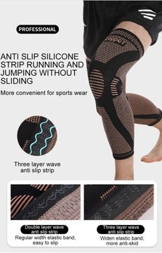 1 шт. длинные медные нейлоновые наколенники для спорта и фитнеса, двусторонние компрессионные пули