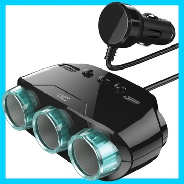 Splitter Branch 3 Sockets USB LIGHER FAST Зарядное устройство QC PD