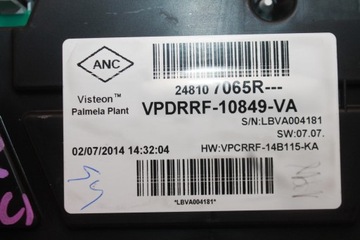 PŘÍSTROJOVÁ DESKA BUDÍKY 248107065R RENAULT CAPTUR 1.5 DCI 13-19 UK