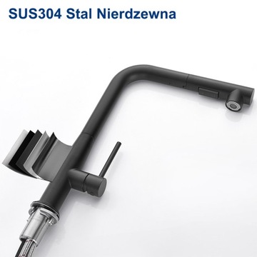 Bateria Kuchenna Zlewozmywa Kran Stalowy z Wyciąganą Wylewką 2-Tryby 50CM