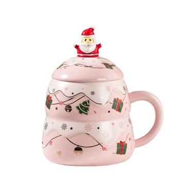 Kubek ceramiczny z motywem świątecznym, malowany kubek na wodę