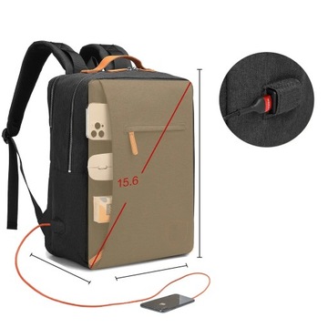 PLECAK TORBA NA LAPTOPA DAMSKA PODRÓŻNY BAGAŻ PODRĘCZNY SZKOLNY USB CZARNY