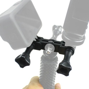 Двойной держатель SHOOT Тройник для камер GoPro DJI ACTION LED лампа (GP.184)