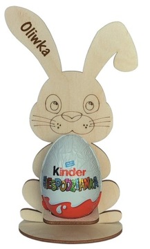 Drewniany zajączek stojak na jajko kinder imieniem