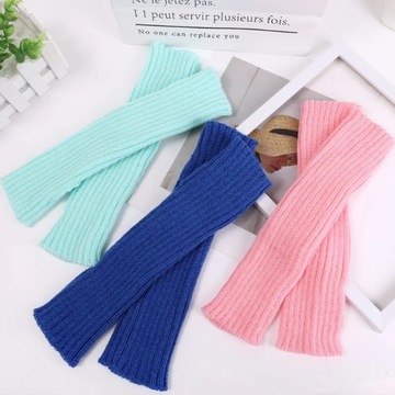 Women Knitted Arm Warmers Gloves Soft Wool Arm Sleeve Long Fingerless