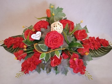 Kwiaty na grób FLOWERBOX KOMPOZYCJA+BUKIET KOMPLET