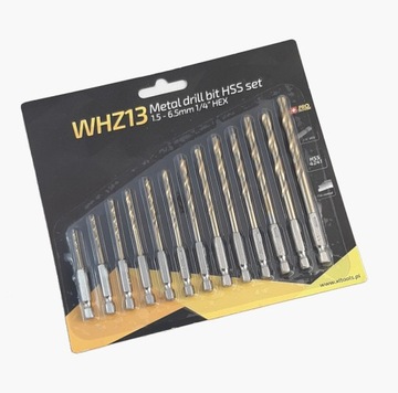 WIERTŁA DO METALU HSS BIT DO WKRĘTARKI ZESTAW 13cz