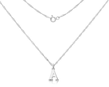Łańcuszek srebrny z literką A damski naszyjnik pr.925 45 cm